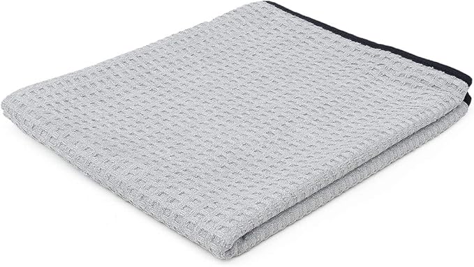 The Rag Company - The Big One - Waffle-Weave Microfiber Drying Towel; Super Absorbent for Car Washes, Detailing, and More; Buttersoft Suede Edges; Scratch-Free, 450GSM, 25in x 40in, Grey