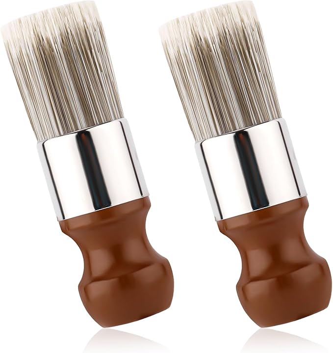 2pcs Salve Brush for Furniture, Leather Salve & Brush Set Soft Nylon Bristles Wood Handle for Leather Furniture Car Seats Jackets Shoes