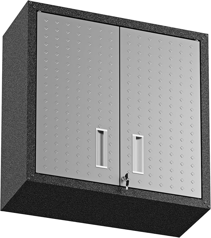 Manhattan Comfort Fortress Floating Garage Storage Cabinet, Black/Grey