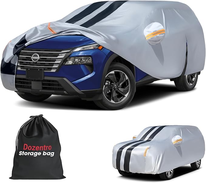 Multi-Layer Car Cover Custom Fit for Nissan Rogue(2016-2026), 100% Waterproof All Weather for Automobiles, Gift with Towel, Heavy Duty Car Covers for Rain Sun UV Protection with Door Zipper