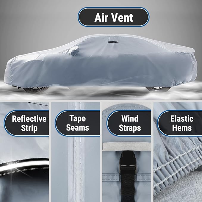 iCarCover Custom Car Cover for Acura ILX (2013-2022) Waterproof All-Weather Rain Snow UV Sun Protector Full Exterior Indoor Outdoor Car Cover (Stripe - Gray/Black)