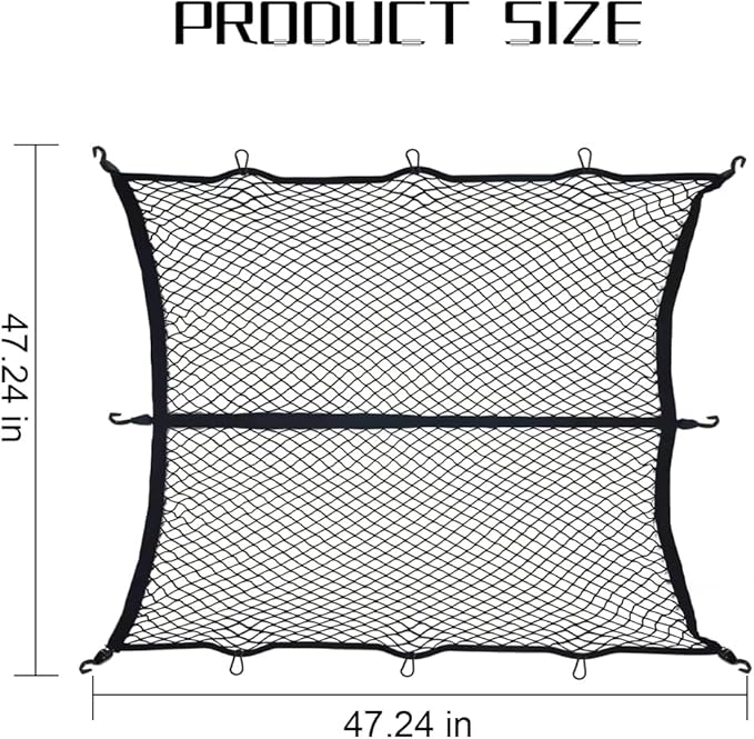 Zpana Cargo Net for Pickup Truck Bed, High Elastic Vehicle Netting with 6 Metal Carabiner Hooks, Stretchable Automotive Mesh Storage Organizer Accessories, Universal for SUV, Sedan, Truck