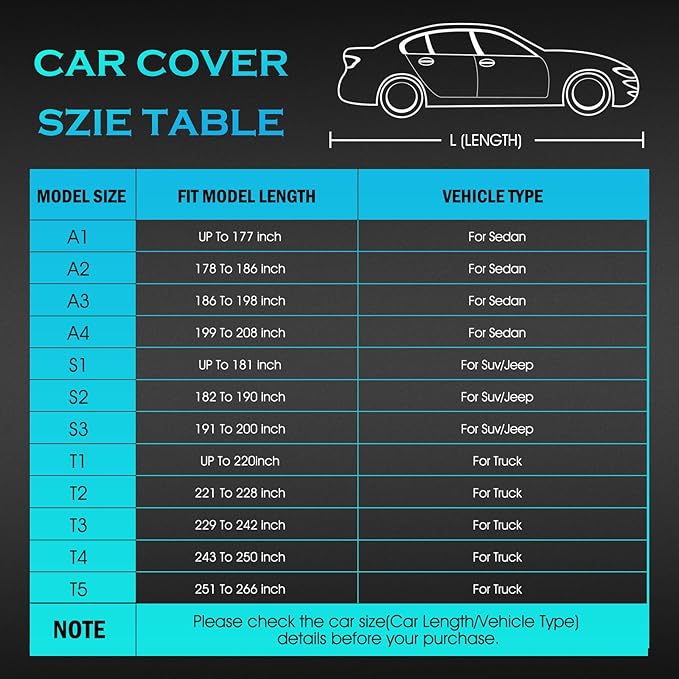 Truck Car Cover Waterproof All Weather Full Outdoor Pickup Cover Rain UV Protection, Size T5 Universal Fit for Chevy Silverado Dodge Ram 1500 Ford F-250 F-350.(Fit Truck Length 251 to 266 inch)