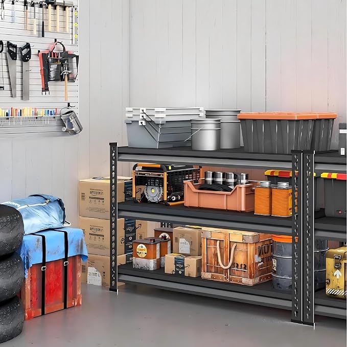 Garage Shelving for Storage and Organizer - 48''W 1,410Lbs Heavy Duty Metal Utility Shelves - Adjustable Freestanding Rack Units for kitchen Pantry Basement - 3 Tier Black 48"W x 16"D x 39"H