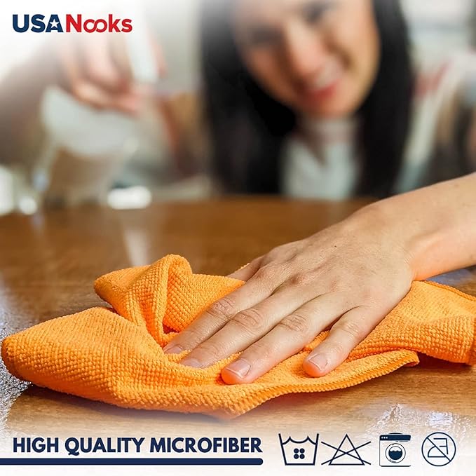 USANOOKS Microfiber Cleaning Cloth - 8 Pcs 12"x11" - High Performance - 1200 Washes, Ultra Absorbent Towels Weave Grime & Liquid for Streak-Free Mirror (Pack of 8)
