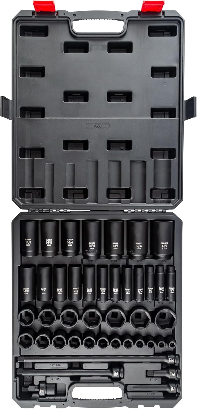43PC 1/2" DR AE IMP SOCKET SET, Black