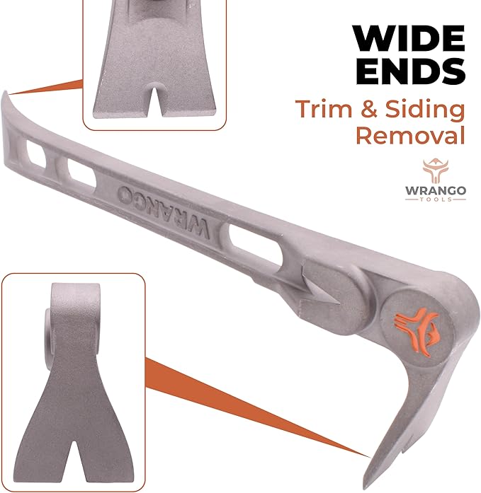 Wrango Tools - 9.5" Titanium Molding Bar - Trim and Siding Removal - Double-Wide Ends - 45% Lighter Than Steel - Side Nail Puller - Professional Grade & Lifetime Warranty - 5% Donated To Help Farmers