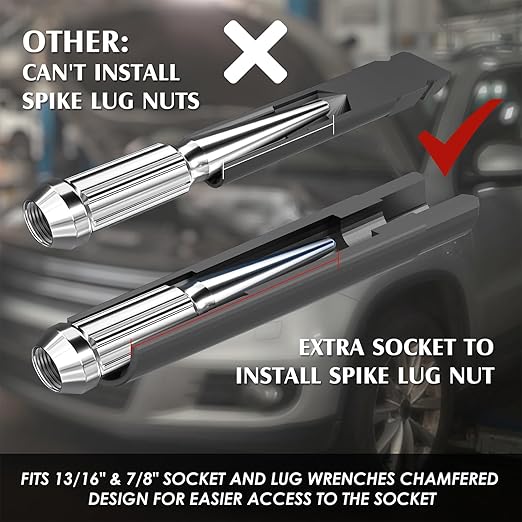 MIXPOWER 8PCS Spline Socket Set,SAE & Metric Lug Nut Key Set for Easy Removal of Locking Lug Nuts on Aftermarket 5, 6, 7, 12 Spline and Hex Style