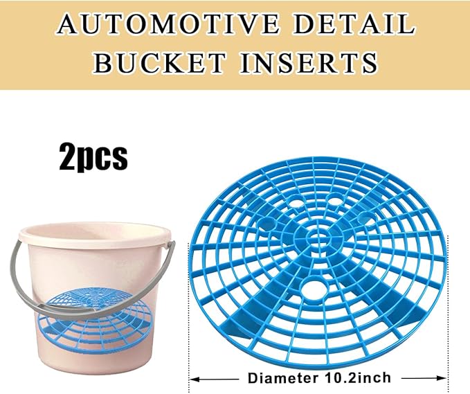 2 PCS Car Wash Bucket Insert, Plastic Wash Bucket Insert Removes Dirt Debris for Car Detailing Cleaning, Auto Detail Grit Trap Fits 12 Inch Diameter or 3-5 Gallon Bucket (Blue)