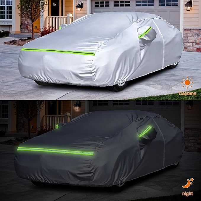 Waterproof Car Covers Replace for 2004-2025 Mercedes Benz CLS, 6 Layers Silver All Weather Car Cover with Zipper Door & Windproof Bands for Snow Rain Dust Protection