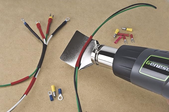 Genesis GHG1500A Dual Temperature Heat Gun Kit With Fast Heat High And Low Settings 572F/1000F, Air Reduction Nozzle, Reflector Nozzle, And Two Deflector Nozzles with 2 Year Warranty