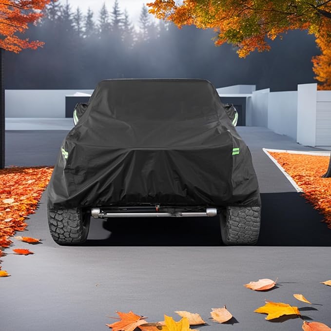 Waterproof Cover for Jeep Wrangler JK JL CJ YJ TJ 2 Door 1987-2026 Outdoor Sun Rain Wind Snow Protection Dustproof Covers with Driver Door Zipper Black