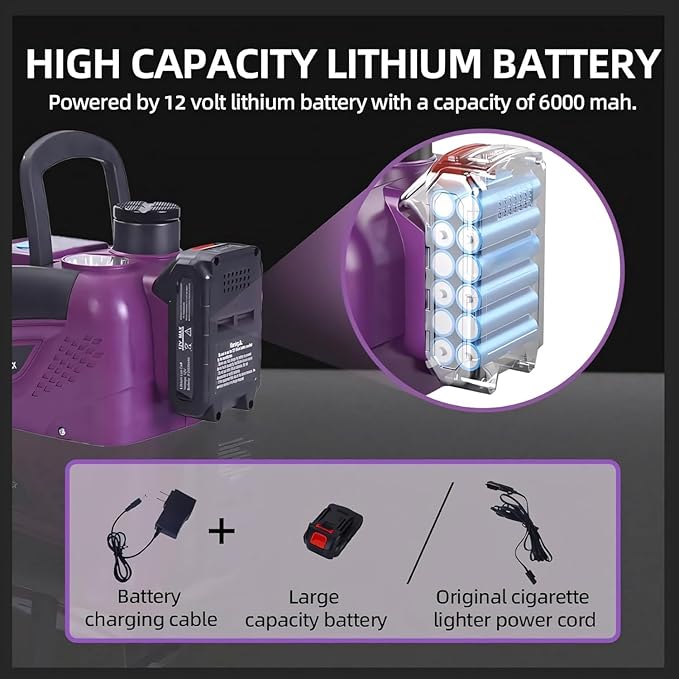 Electric Car Jack Hydraulic Cordless Remote Control 5 Ton 12V Small Portable Cordless Floor Jack Lift for SUV Sedan Vehicle MPV Car Change Tire Emergency Repair Tyre Purple