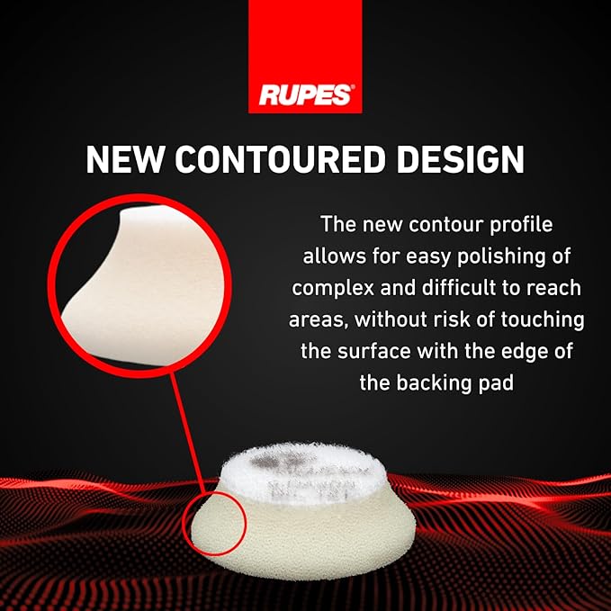 RUPES 40mm Pack of 6 White D-A Ultra-FINE Polishing Foam Pads | Ideal for Extremely Fine Paint Correction & Gloss Enhancement | Improves Finishing Performance | Compatible with 1.5" Backing Plate