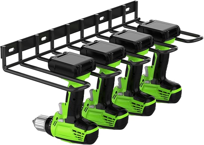 ENONCI Power Tool Organizer, Drill Holder Wall Mount,Thickened Drill Rack,50 lb Garage Storage Heavy Duty Drill Organizer Utility Storage Rack for Dewalt Milwaukee Ryobi Cordless Tools