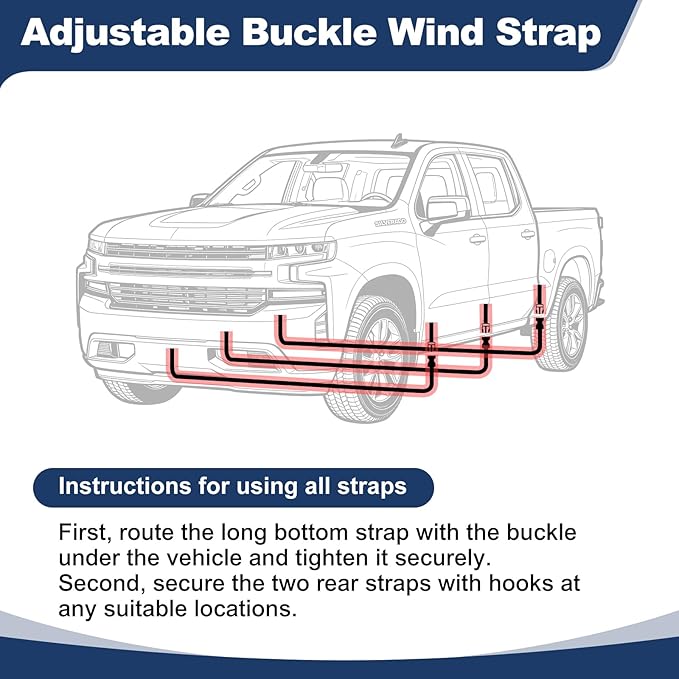 QUNSUNUS Cab Cover for Chevy Silverado 1500 Regular/Extended/Crew Cab All Years,Waterproof Silverado Truck Cover with Cotton Liner, Half Truck Cab Cover with Adjustable Straps and Zipper