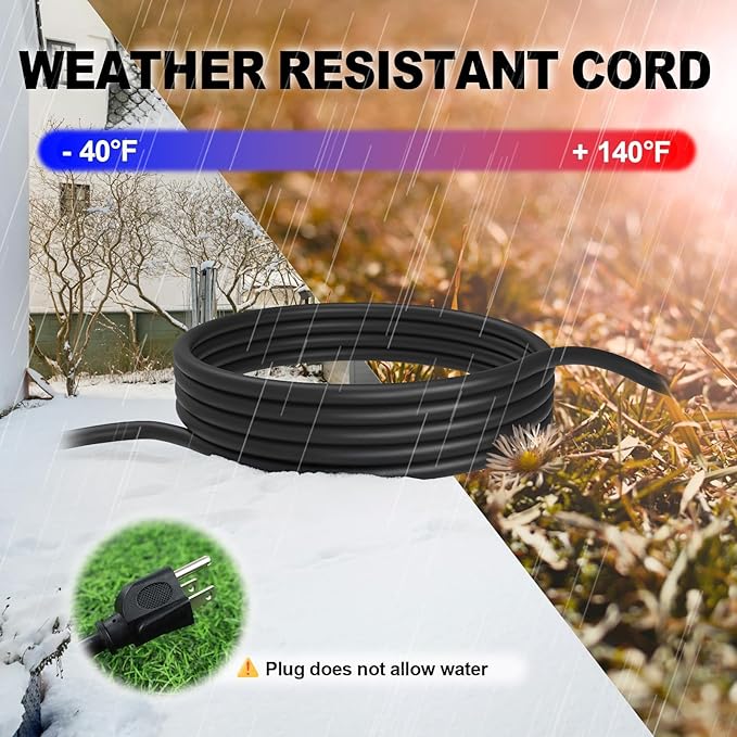 EP 6 Ft Outdoor Extension Cord with 3 Electrical Power Outlets - 16/3 SJTW Black Cable with 3 Prong Grounded Plug for Safety Great for Christmas Lights, Garden and Major Appliances