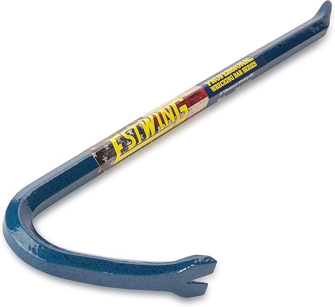 ESTWING Gooseneck Wrecking Bar - 5/8" x 18" USA Made Pry Bar with Angled Chisel End & Forged Steel Construction - EWB-18