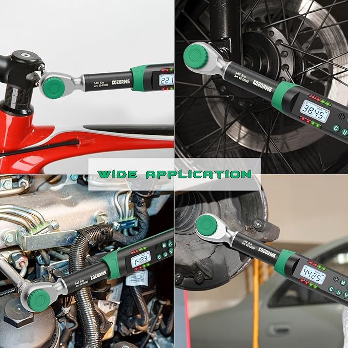3/8 Inch Drive Digital Torque Wrench, 2.21-44.25Ft.lb/3-60N.m, with Preset Value, Buzzer & LED Indicator, ±2% Accuracy Torque Wrench for Bike, Motorcycles
