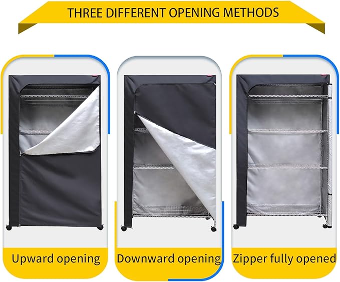 Wire Shelf Cover Dust Protective Heavy-Duty Storage Rack Cover (30" Wx14 Dx62 H),The Two-Way Zipper Design can be Opened up, Down, or All for Easy Access (No Shelves,Black)