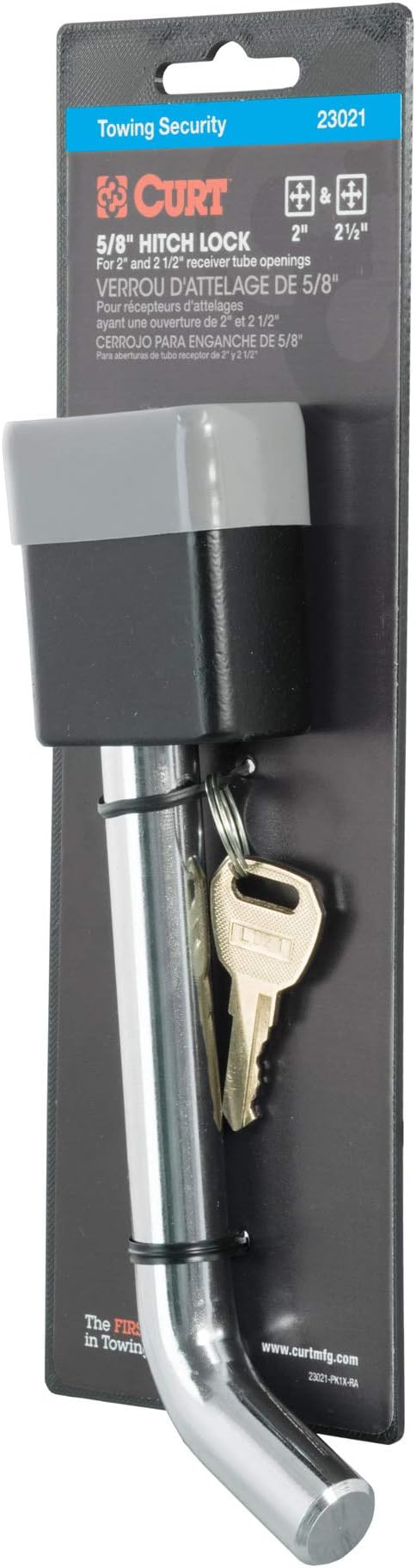 CURT 23021 Trailer Hitch Lock, 5/8-Inch Pin Diameter, Fits Most 3-Inch Receivers (Pack of 4)