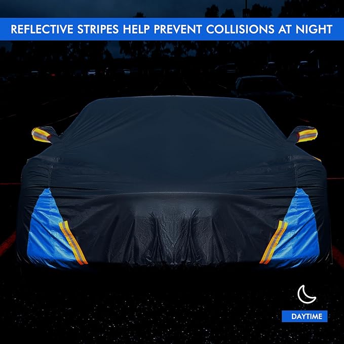 Car Cover Waterproof All Weather, 6 Layers Outdoor Full Exterior Cover Rain Sun UV Snowproof Protection with Zipper Cotton, Mirror Pocket for Mazda MX-5