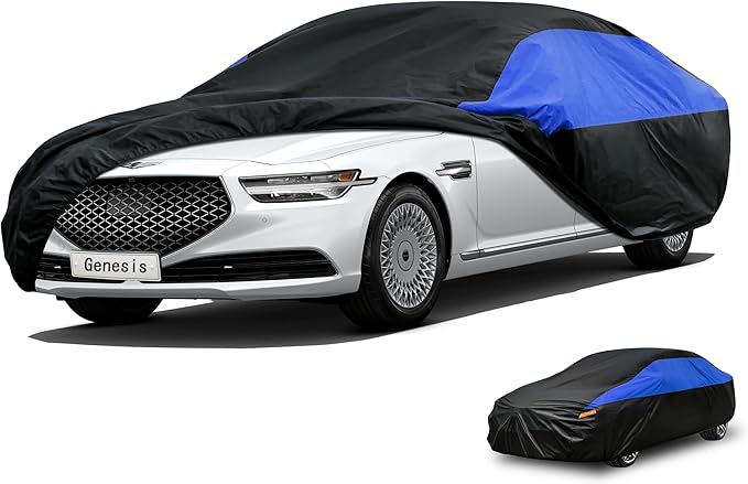 Car Cover Custom Fit Genesis Waterproof All Weather, Lightweight Full Exterior Cover for Automobiles Outdoor Sun UV Rain Dust Snow Wind Protection.