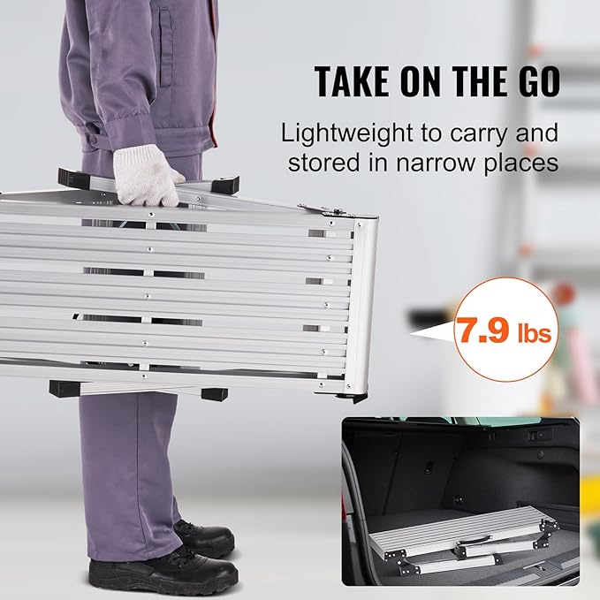 VEVOR Folding Work Platform, 30"×12"×20" Aluminum Drywall Stool Ladder, 330 lbs Load Capacity Heavy Duty Work Bench w/Non-Slip Feet, Ideal for Washing Vehicles, Cleaning, Painting, Decorating