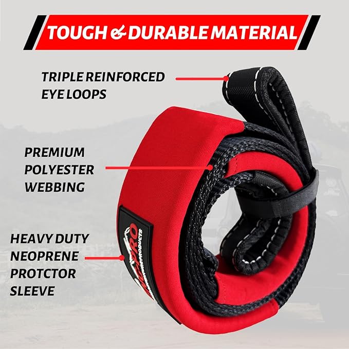 KING-PRO Tree Saver Strap 3in x 8ft, Emergency Recovery Tow Strap 33,000lbs Break Strength Tree Trunk Protector Rope for SUV ATV Off Road