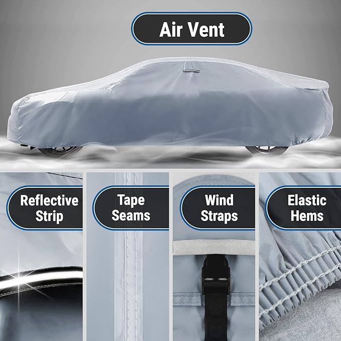 iCarCover Fits [2006-2009 Pontiac Solstice] Premium Custom Car Cover Waterproof All Weather Resistant Outdoor Indoor Sun Snow Storm UV Protection Form-Fit Padded Cover with Straps - Gray/Black