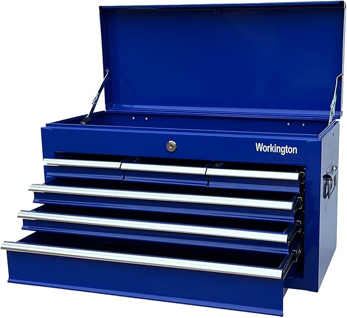 Workington Portable Metal Tool Chest with 6 Drawers, 24" 6-Drawer Tool Chest Cabinet with Ball Bearing Drawer Slides, Steel Tool Storage Box Organizer 4005 Blue
