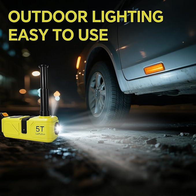 Cordless Electric Car Jack for Dewalt 20v Battery, 5 Ton Hydraulic Jack with LED Light(Lifting Range: 6.1"~17.7"), 3000mah Battery Portable Car Jacks for SUV Sedans Change Tires Garage Repair