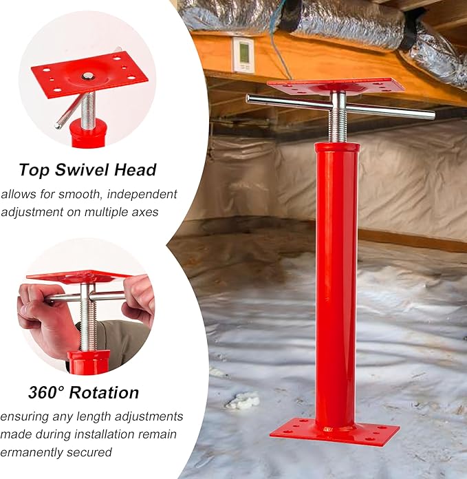16"-21" Adjustable House Jack | 5-Ton Heavy Duty Floor Basement Jacks | House Floor Jacks Post for Beam Support, Crawl Space Shoring, Foundation Leveling & Structural Repair | Support Pole
