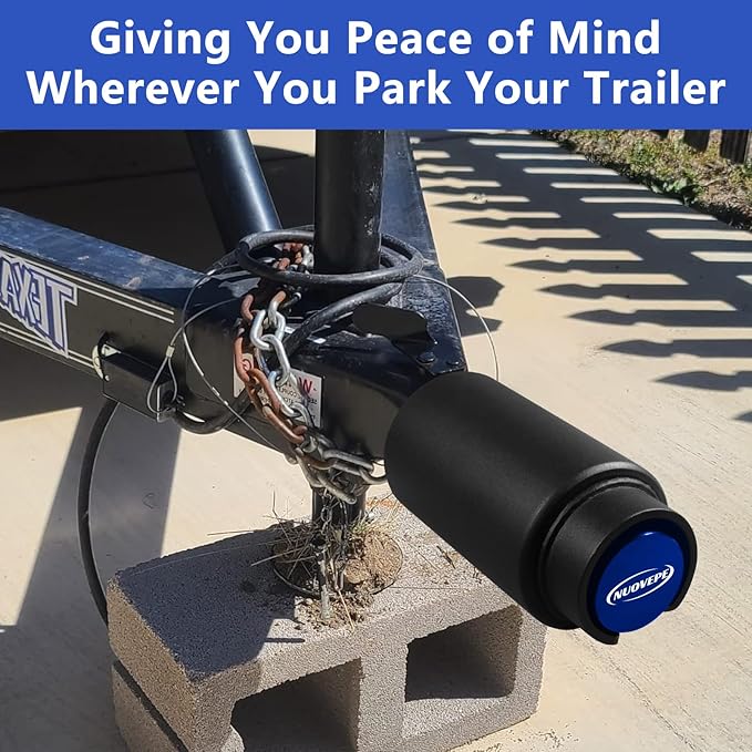 2178-B Heavy Duty Trailer Hitch Lock – Compatible with 2-Inch Bulldog or Ram Couplers, Anti-Theft Tongue Lock for RV, Boat, Cargo, Utility, and Livestock Trailers (Blue)