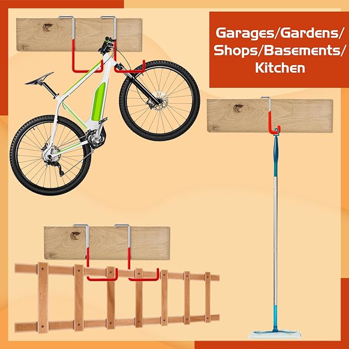 Hotop 18 Pcs Rafter Hanger Heavy Duty Large S Hooks Rafter Hanger for Garage Ladder Bike Fence Storage Organizer S Shaped Hooks(Red)