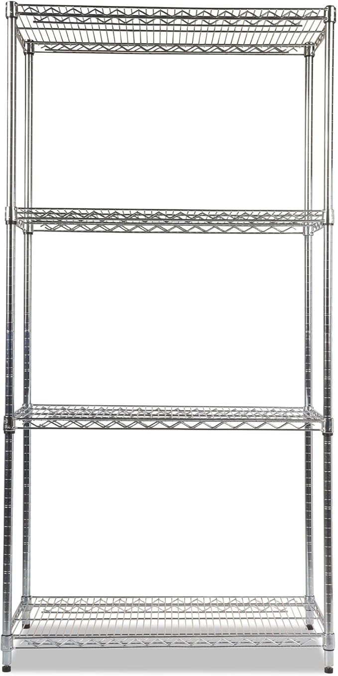 Alera NSF Certified Industrial Four-Shelf Wire Shelving Kit, 36w x 18d x 72h, Silver