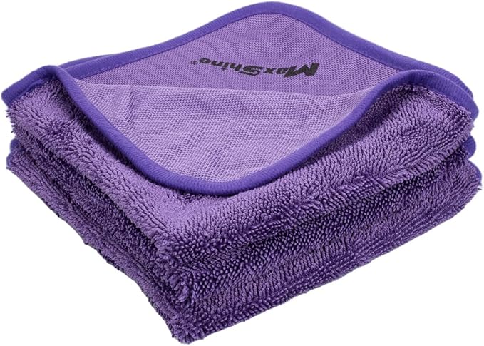 Maxshine Universal 3-Piece Purple 600GSM Microfiber Drying Towels – Single Twisted Loop, Ultra-Absorbent Plush Towels for Car Wash & Drying – Streak-Free Detailing Cloths (16" x 16")