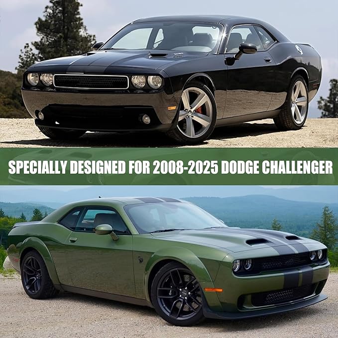 Waterproof Car Covers Replace for 2008-2025 Dodge Challenger, Multilayer Heavy Duty with Cotton Liner All Weather Car Cover with Zipper Door, Windproof Bands for Snow Rain Dust Protection