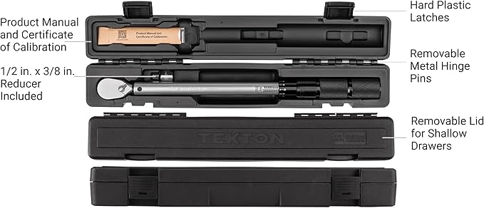 TEKTON 1/2 Inch Drive 90-Tooth Dual-Direction Micrometer Torque Wrench (40-200 ft-lb) | TRQ52402