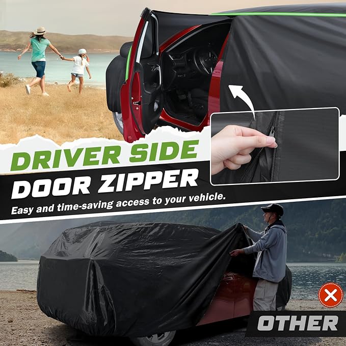 Mixsuper Liner Car Cover for Chevy Traverse 2009-2026, 7 Layers Full Car Cover All Weather Car Covers for Chevy Traverse, Waterproof Outdoor Cover with Zipper Door Reflective Strips