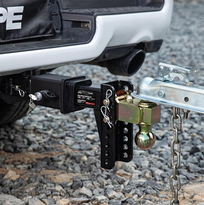 XPE Adjustable Trailer Hitch, Fits 2.0-Inch Receiver, 6-Inch Drop/Rise,2"" & 2-5/16"" Ball Hitches for Trucks, 18,000 LBS GTW - Receiver Hitch with Anti-Theft Pin, Solid Ball Mount, BLK,X-452006