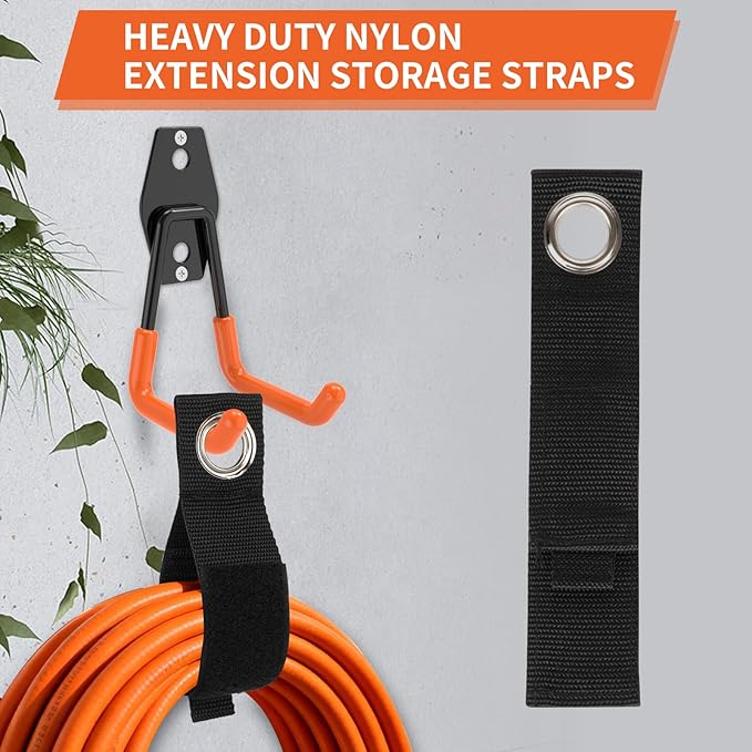 Steel Garage Storage Hooks - 16 Pack Anti-Slip Coating，Heavy Duty Steel Hooks for Hanging Power and Garden Tools，Ladders, Hose, Bikes, Ropes, Bulk Items, and More Hooks