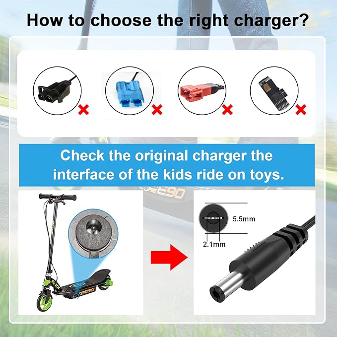 IBERLS 12V Battery Charger Compatible with Kids Ride On Toys Car Best Choice Products SUV Kid Trax Ride-on-Toys Ferrari Mercedes, Universal Charging Adapter Kids Riding Toy Power Supplies