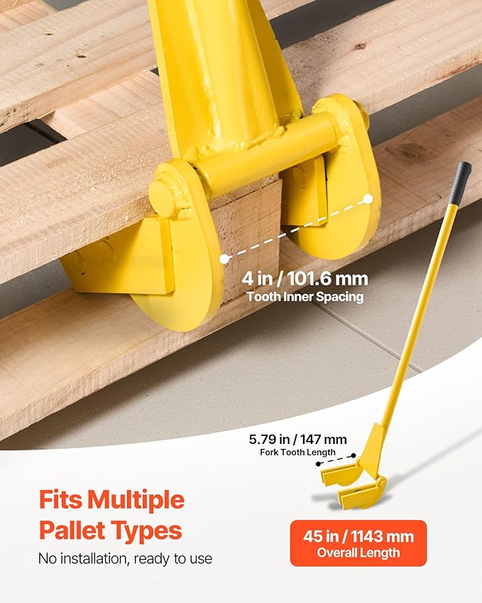 VEVOR Pallet Buster Tool with 41‘’ Carbon Steel Handle, Heavy Duty Wrecking Pry Bar, Articulating Head Deck Board Removal Tool for Non-Damaging Wooden Pallet & Deck Removal