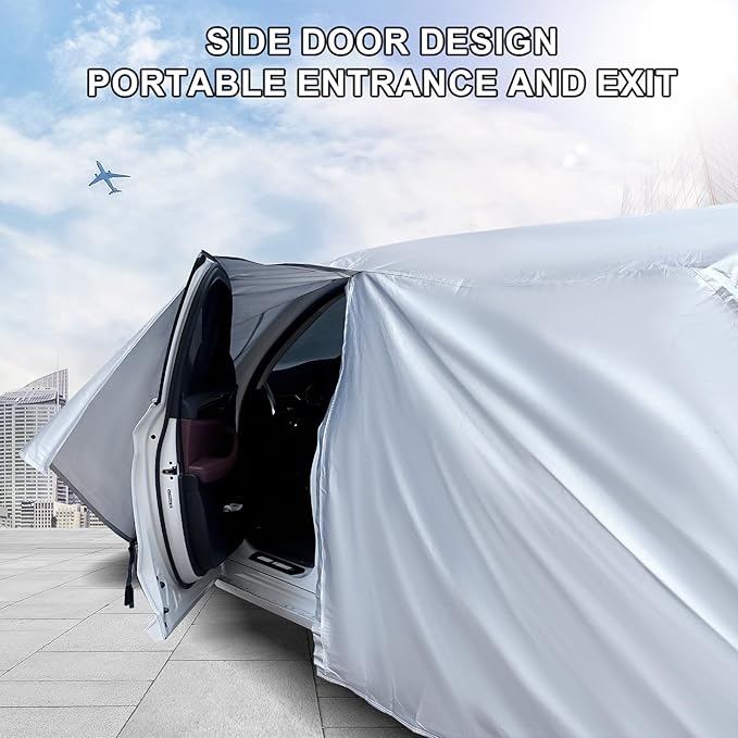 Full Car Cover Universal 6 Layers Outdoor Thicked All Weather Cover, Sunshield, Waterproof, Snow Proof, UV Proof, Scratch Proof, Bird Droppings, 6 Reflective Strips, Fits Sedans up 205"-216"