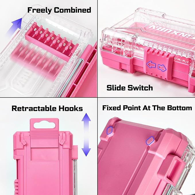 Geinxurn 2Pcs Storage Box Case, small parts box with detachable divider, Screwdriver Bit Set Box