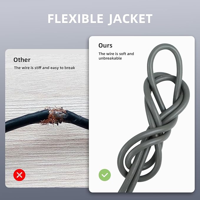 EP 2 Pack 6 Ft Outdoor Extension Cord, 16/3 SJTW Heavy Duty Power Cord, 3 Prong Grounded Plug, Waterproof, Cold-Resistant, 13A 1625W, Ideal for Indoor, Garden, Lawn, and Home Use Gray