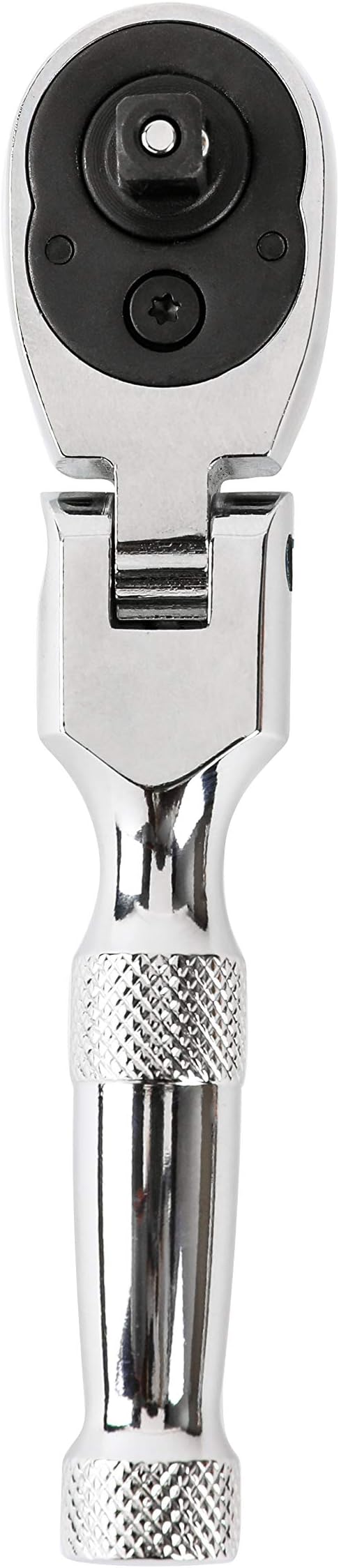 ARES 42043 - Flex Head Stubby Ratchet - 1/4-Inch Drive 72-Tooth Ratchet - Premium Chrome Vanadium Steel Construction & Mirror Polish Finish - Quick Release Reversible Direction Head Design