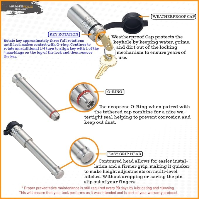 61667 | 3 Pack Mixed 3.0, Keyed Alike, Hitch Locks for Gen-Y Hitch Mega Duty 21K LB Series - Includes Lock for 3.0" Receiver