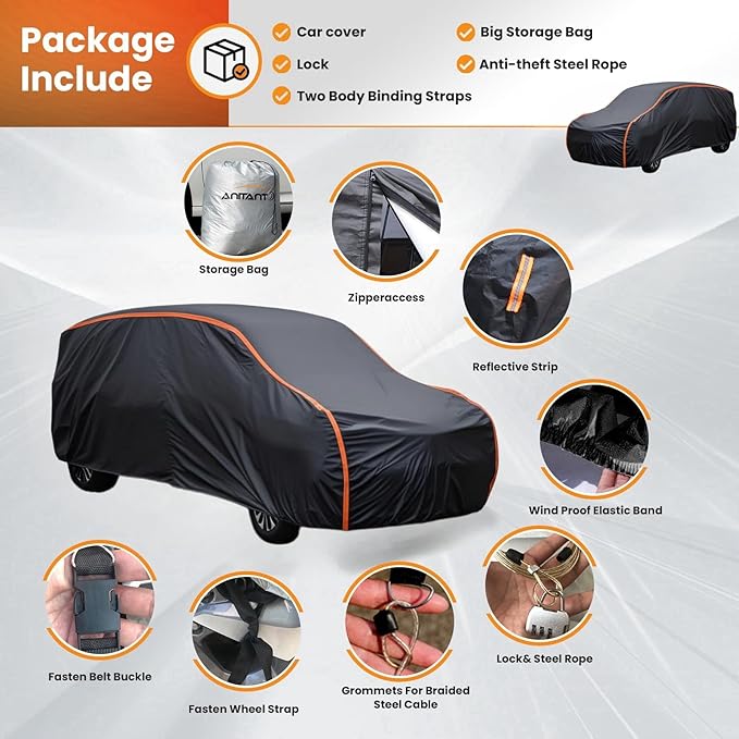 Super Lightweight Large Van Cover,Waterproof All Weather Car Cover Rain UV Protection Full Exterior Covers Fit Van Up to 228”Lx72 Wx72 H